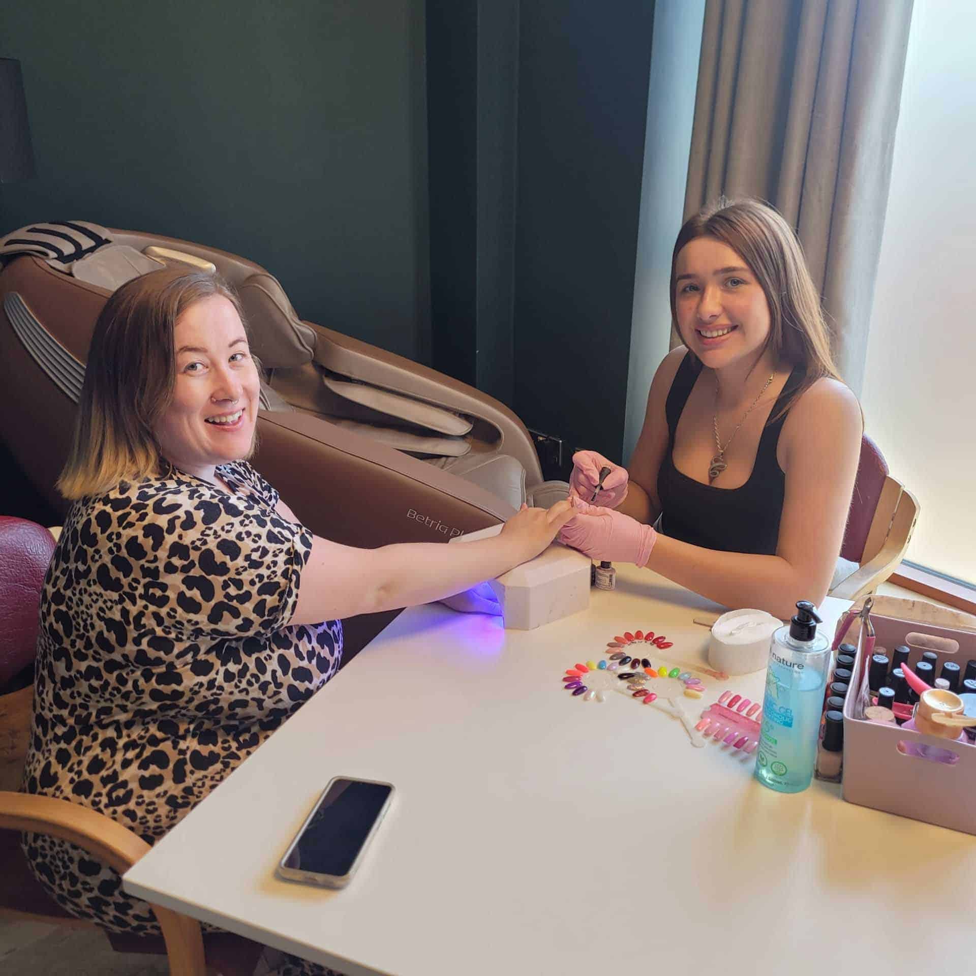 Getting Nails Done in Wellness Room
